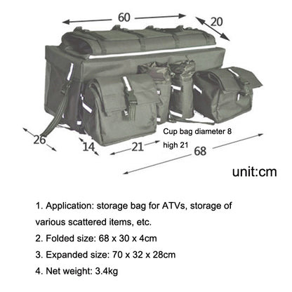 ATV Bag Quad Bike Go Kart Bag Snowmobile Mountain Bike Bag, Black, Army Green