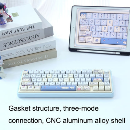 Bluetooth Wireless 3-mode RGB Backlit Gaming Mechanical Keyboard Aluminum Alloy Kit + Keycap, Light Blue, Pink, Light Green