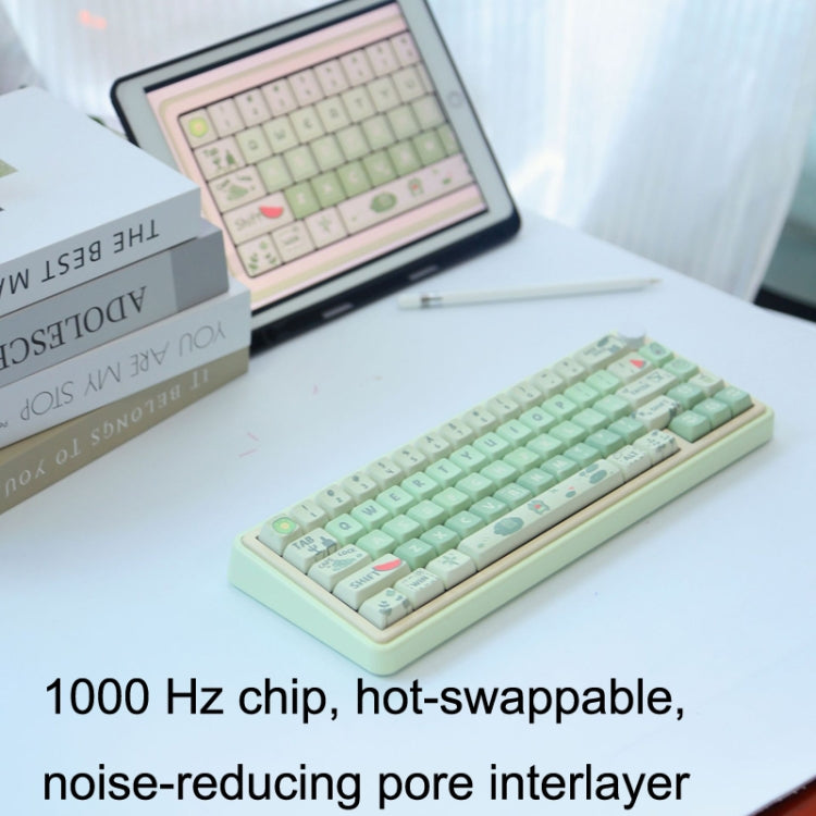 Bluetooth Wireless 3-mode RGB Backlit Gaming Mechanical Keyboard Aluminum Alloy Kit + Keycap, Light Blue, Pink, Light Green