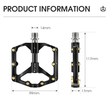 WEST BIKING 3 Bearings Ultralight Carbon Fiber Bushing Mountain Bike Pedal