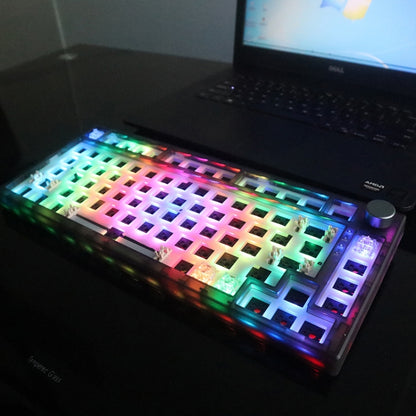 82 Keys Bluetooth Wireless 3-mode RGB Hot-plug Customized Mechanical Keyboard Kit, Kit(Black Transparent)