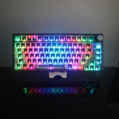 82 Keys Bluetooth Wireless 3-mode RGB Hot-plug Customized Mechanical Keyboard Kit, Kit(Black Transparent)