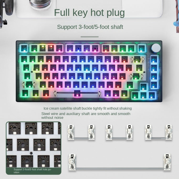 82 Keys Bluetooth Wireless 3-mode RGB Hot-plug Customized Mechanical Keyboard Kit, Kit(Black Transparent)