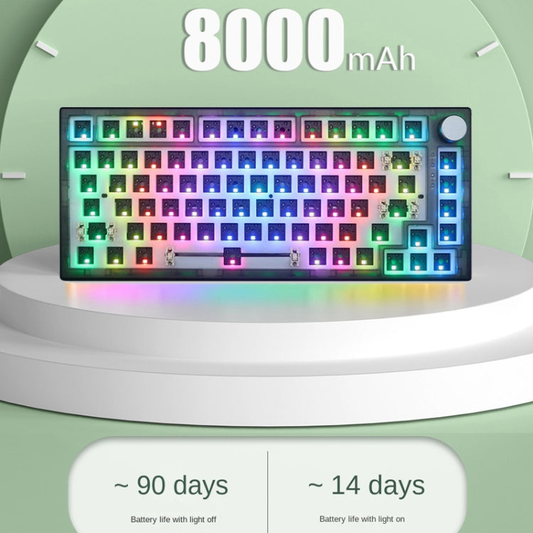 82 Keys Bluetooth Wireless 3-mode RGB Hot-plug Customized Mechanical Keyboard Kit, Kit(Black Transparent)