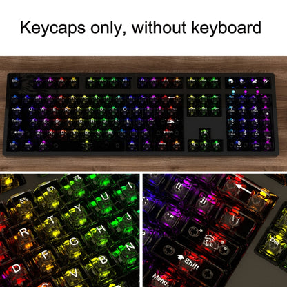 132 Keys DIY Customized Mechanical Keyboard Universal Transparent Crystal Keycap, Black Transparent White Letter
