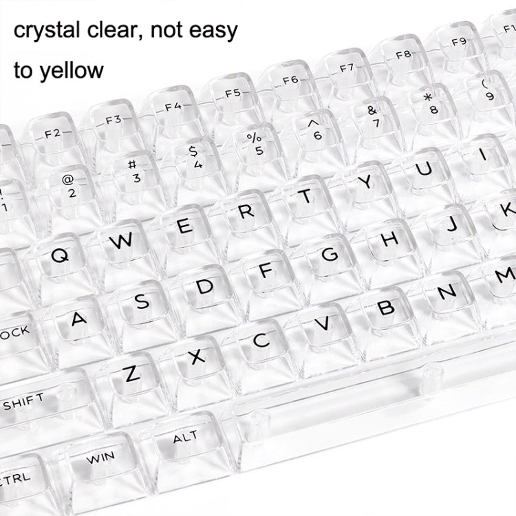 132 Keys DIY Customized Mechanical Keyboard Universal Transparent Crystal Keycap, Black Transparent White Letter