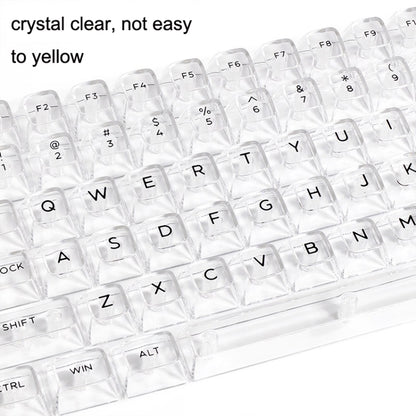 132 Keys DIY Customized Mechanical Keyboard Universal Transparent Crystal Keycap, Black Transparent White Letter