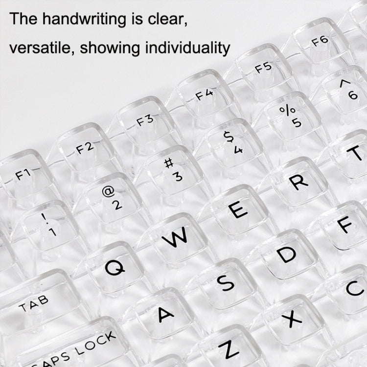 132 Keys DIY Customized Mechanical Keyboard Universal Transparent Crystal Keycap, Black Transparent White Letter