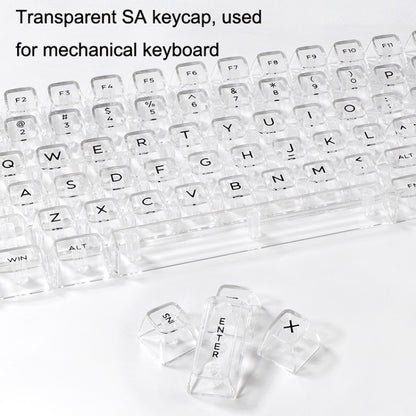 132 Keys DIY Customized Mechanical Keyboard Universal Transparent Crystal Keycap, Black Transparent White Letter