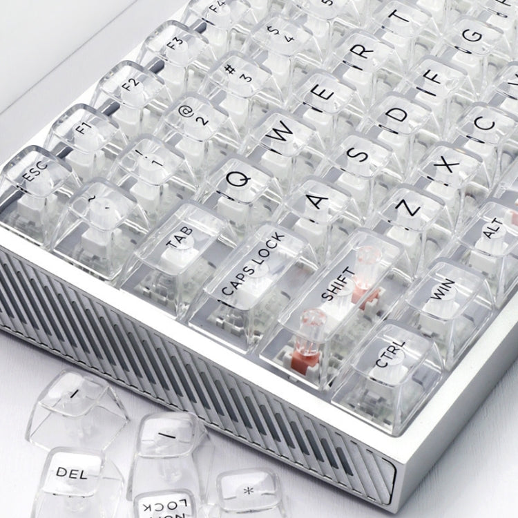 132 Keys DIY Customized Mechanical Keyboard Universal Transparent Crystal Keycap, Black Transparent White Letter