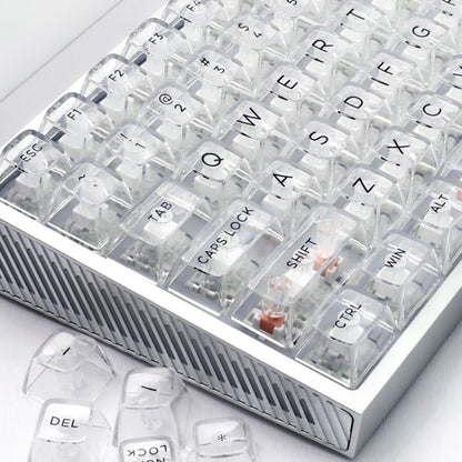 132 Keys DIY Customized Mechanical Keyboard Universal Transparent Crystal Keycap, Black Transparent White Letter