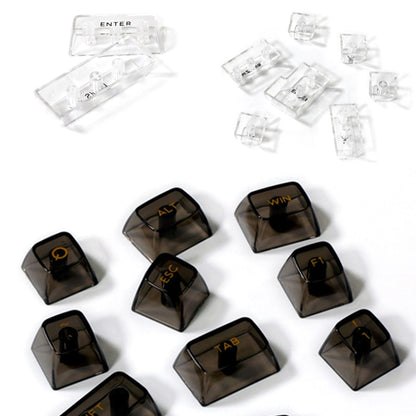 132 Keys DIY Customized Mechanical Keyboard Universal Transparent Crystal Keycap, Black Transparent White Letter