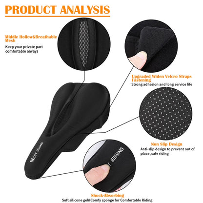 WEST BIKING Bike Cushion Cover Thick Silicone Quick Release Seat Cushion