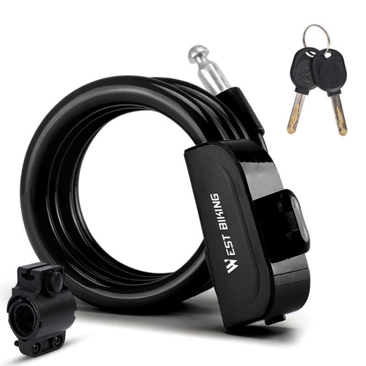 WEST BIKING 1.2m Bicycle Lock PVC Steel Cable Anti-theft Waterproof Cycling Lock, Black, Blue, Orange