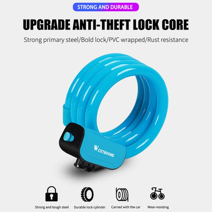 WEST BIKING 1.2m Bicycle Lock PVC Steel Cable Anti-theft Waterproof Cycling Lock, Black, Blue, Orange