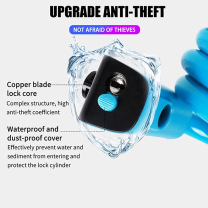 WEST BIKING 1.2m Bicycle Lock PVC Steel Cable Anti-theft Waterproof Cycling Lock, Black, Blue, Orange