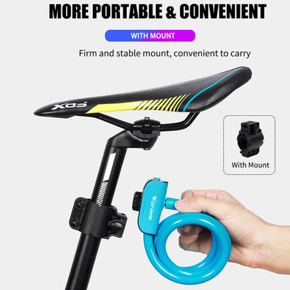 WEST BIKING 1.2m Bicycle Lock PVC Steel Cable Anti-theft Waterproof Cycling Lock, Black, Blue, Orange