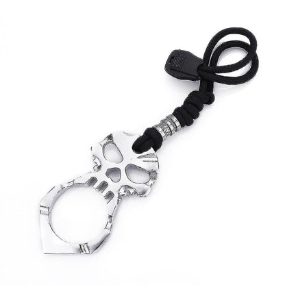 Rose Thorn Single Finger Buckle Self-defense Broken Window Keychain, Skull(Black), Skull(Gold), Skull(Silver)