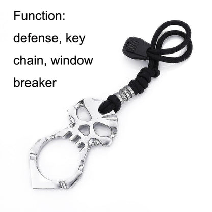 Rose Thorn Single Finger Buckle Self-defense Broken Window Keychain, Skull(Black), Skull(Gold), Skull(Silver)
