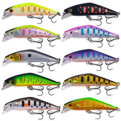 HENGJIA 5.7cm 3.4g Microbe Road Lures Slow Sinking Minnow Fake Bait, 1, 2, 3, 4, 5, 6, 7, 8, 9, 10, 10 Colors Bagged, 10 Colors Boxed