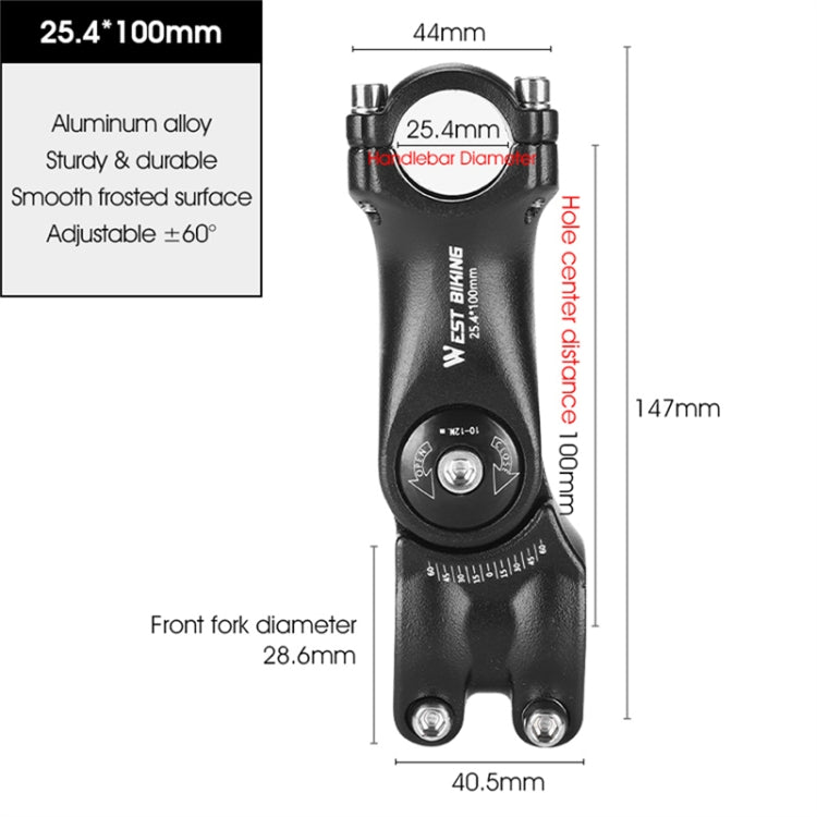 WEST BIKING Mountain Bike Adjustable Handlebar Angle Riser Handlebar Lift Accessories, 25.4x100mm
