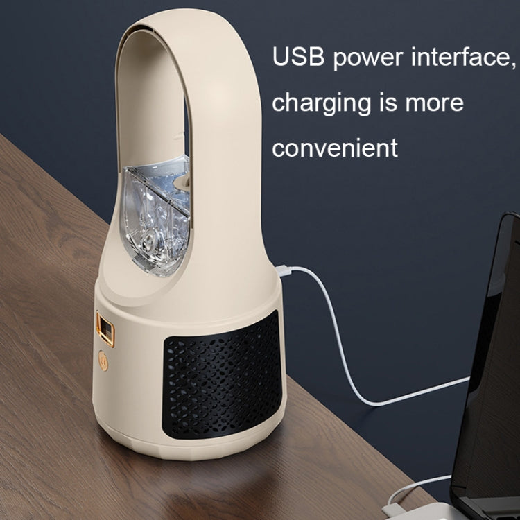 Desktop USB Charging Bladeless Fan Portable Vertical LED Digital Display Fan, Milk Coffee