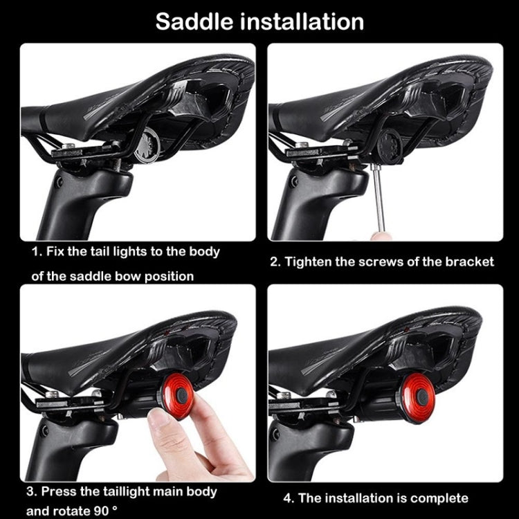 WEST BIKING Bicycle USB Charging Smart Brake Sensor Warning Tail Light, Cushion, Sit Tube