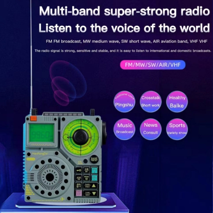 HanRongda HRD-A320 High Performance Multi-band Bluetooth Card Flashlight Lighting SOS Alert Radio, HRD-A320