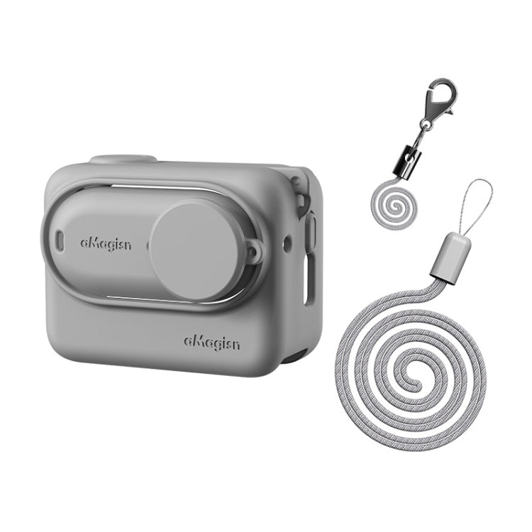 For Insta360 GO 3 AMagisn Silicone Body Cover Protective Case With Lanyard