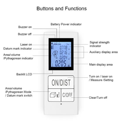 30m Mini Handheld Rechargeable Infrared Electronic Range Finder, White