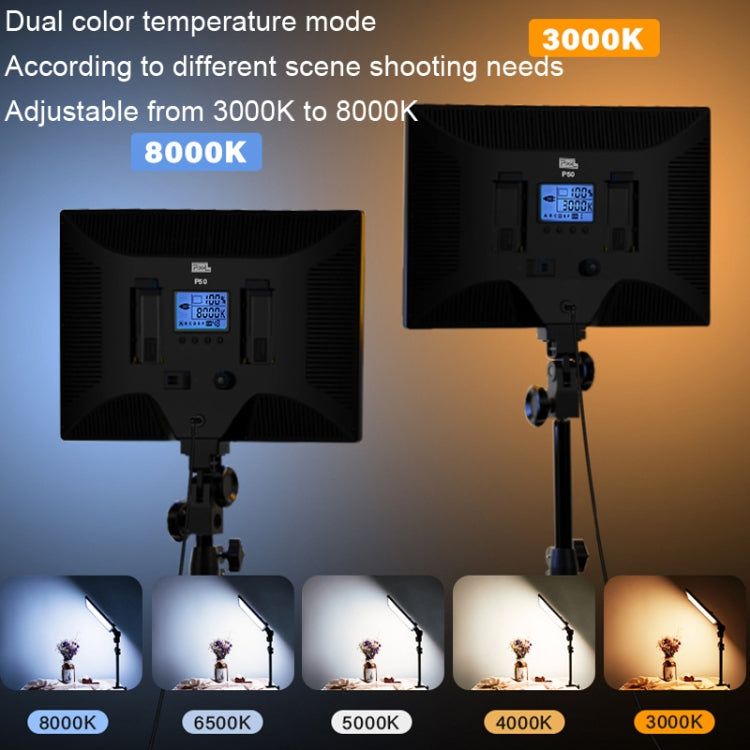 Pixel P50 Dual Color Temperature Flat Panel Fill Light 45W Soft Outdoor Shooting Fill Light For Straight Photography, Lamp+US Plug Adapter, Lamp+EU Plug Adapter, Lamp+UK Plug Adapter, Lamp+AU Plug Adapter
