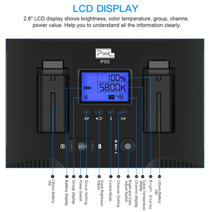 Pixel P50 Dual Color Temperature Flat Panel Fill Light 45W Soft Outdoor Shooting Fill Light For Straight Photography, Lamp+US Plug Adapter, Lamp+EU Plug Adapter, Lamp+UK Plug Adapter, Lamp+AU Plug Adapter