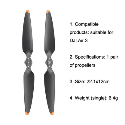 Original 1pair Noise Reduction Propeller for DJI Air 3 / 3S, For DJI Air 3