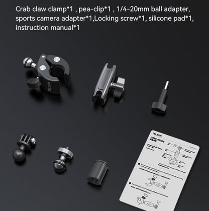 TELESIN  Aluminum Alloy Crab Claw Handlebar Tube Clamp For Sports Camera Mobile Phones, Aluminum Alloy