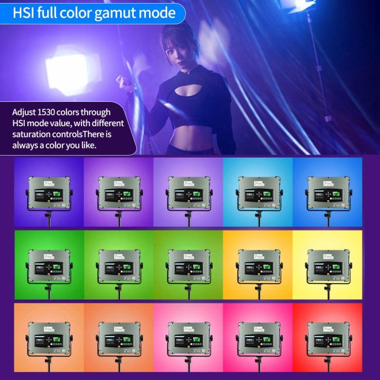 Pixel P80 60W 2600-10000K 542 LEDs Photography Fill Light Support Mobile APP Remote Control, A Set+US Plug Adapter, A Set+EU Plug Adapter, A Set+UK Plug Adapter, A Set+AU Plug Adapter