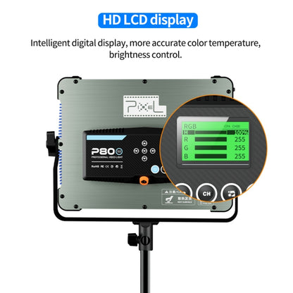 Pixel P80 60W 2600-10000K 542 LEDs Photography Fill Light Support Mobile APP Remote Control, A Set+US Plug Adapter, A Set+EU Plug Adapter, A Set+UK Plug Adapter, A Set+AU Plug Adapter