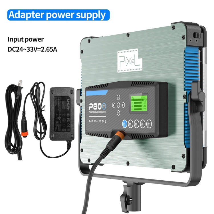 Pixel P80 60W 2600-10000K 542 LEDs Photography Fill Light Support Mobile APP Remote Control, A Set+US Plug Adapter, A Set+EU Plug Adapter, A Set+UK Plug Adapter, A Set+AU Plug Adapter