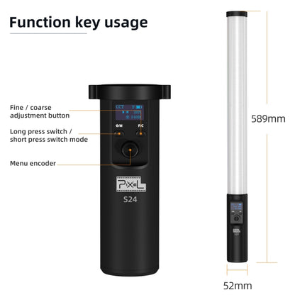 Pixel S24 RGB Fill Light Rod Handheld Portable Color Icelet Outdoor Videos Live Broadcast Studio Camera Stick Lamp, Standard Set+US Plug Adapter, Standard Set+EU Plug Adapter, Standard Set+UK Plug Adapter, Standard Set+AU Plug Adapter