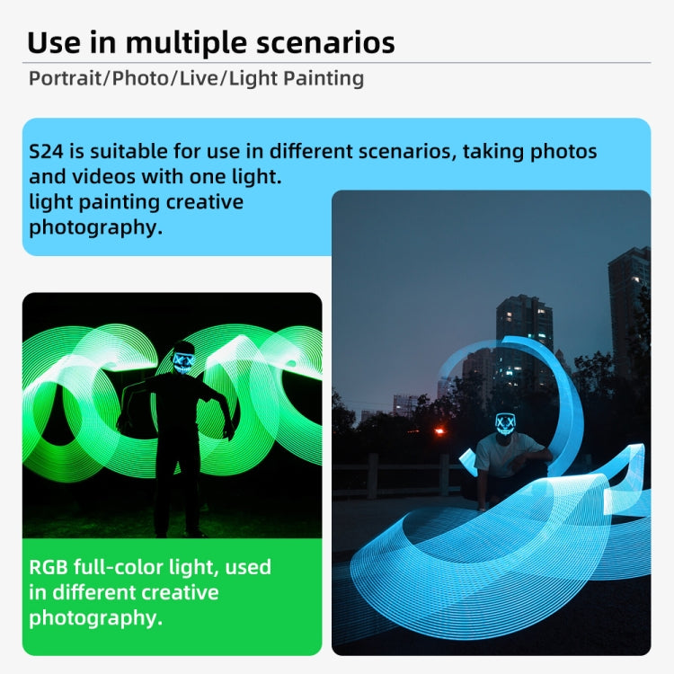 Pixel S24 RGB Fill Light Rod Handheld Portable Color Icelet Outdoor Videos Live Broadcast Studio Camera Stick Lamp, Standard Set+US Plug Adapter, Standard Set+EU Plug Adapter, Standard Set+UK Plug Adapter, Standard Set+AU Plug Adapter