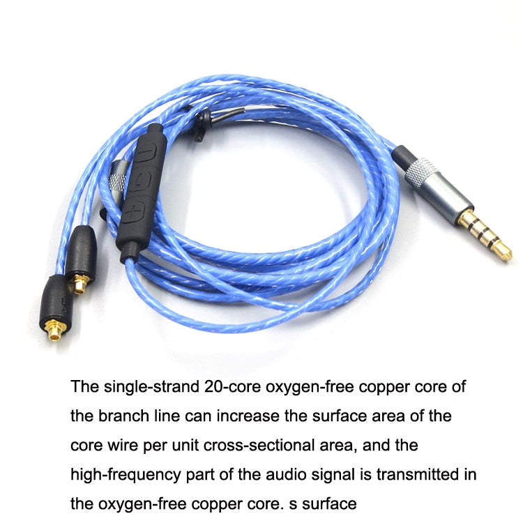 For Shure MMCX / SE215 / SE535 / SE846 / UE900 Volume Adjustment Headphone Cable, 1.2m