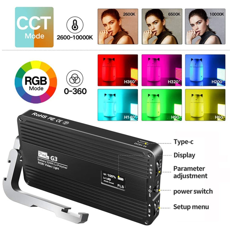 Pixel G3 Flat Panel RGB Fill Light Handheld Photography Camera Dimmable Desktop Mini Pocket Lamp
