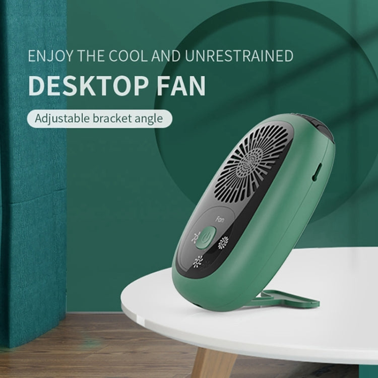 Leafless Hanging Neck Fan Mini Handheld Fan USB Rechargeable Fan, Without Negative Ions White, Without Negative Ions Green, With Negative Ions White, With Negative Ions Green