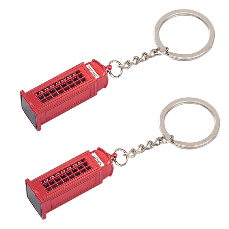 2pcs Mailbox Off-Road Vehicle Key Chain UK Tourism Souvenir Gift, Bus, Telephone Booth