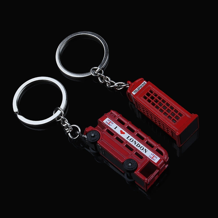 2pcs Mailbox Off-Road Vehicle Key Chain UK Tourism Souvenir Gift, Bus, Telephone Booth