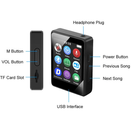 MP3 Music Player Bluetooth 5.0 Ebook Recorder MP4 Walkman, 8GB, 16GB, 32GB