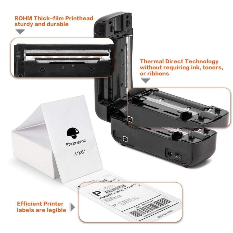 Phomemo PM246S Address Label Printer Thermal Paper Express E-Manifest Printer, US, EU