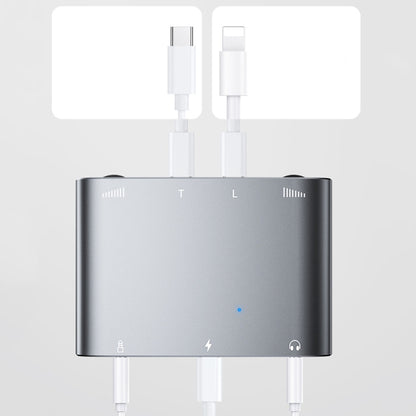 2 In 1 8 Pin+Type-C/USB-C Stereo Dual Channel Sound Card Live Converter, 2 In 1