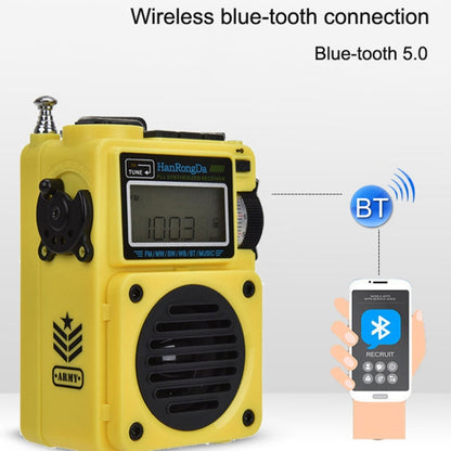 HanRongda HRD-701 Portable Full Band Radio Subwoofer Bluetooth TF Card Digital Display Radio, HRD-701 Yellow, HRD-701 Khaki