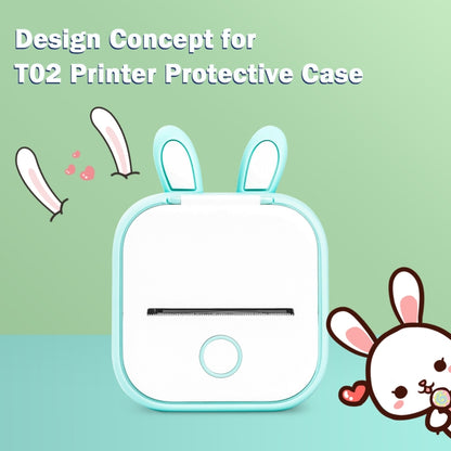 For Phomemo T02 Printer Silicone Protective Case, Pink Cat Ear, Purple Cat Ear, White Rabbit Ear, Green Rabbit Ear, Pink Rabbit Ear