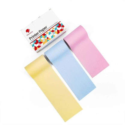 For Phomemo T02 3rolls Bluetooth Printer Thermal Paper Label Paper, 53mmx6.5m 10 Years Black on White No Adhesive, 50mmx3.5m 2 Years Black on White Sticker, 50mmx3.5m 10 Years Black on White Sticker, 50mmx3m 5 Years Blue on White Sticker